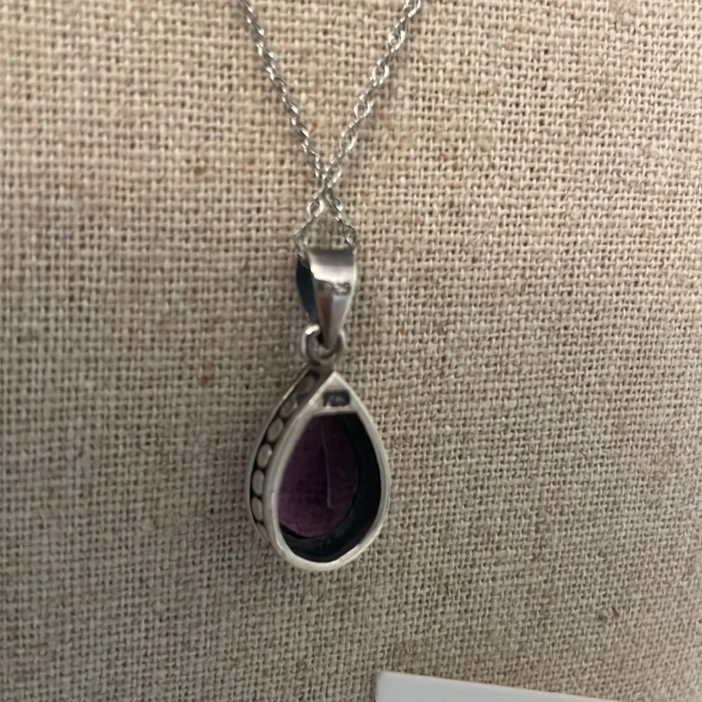 3 Piece Silver/Amethyst Necklace/Earrings - Picture 5 of 8